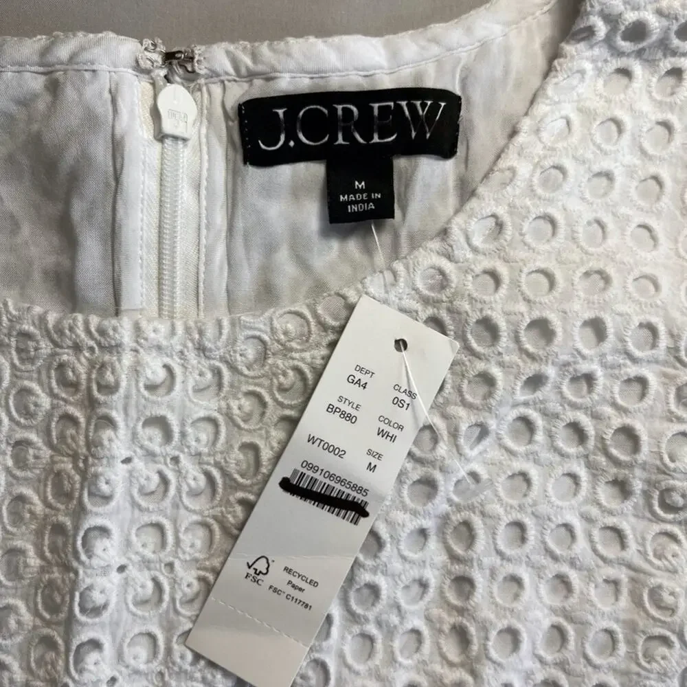 NWT J CREW White Eyelet Sleeveless Short Dress Size M Bridal Shower - Picture 5 of 10